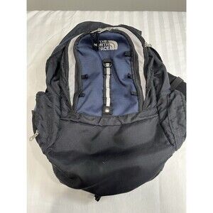 The North Face Blue Black Gray Unisex Backpack School Work Travel